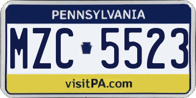 PA license plate MZC5523