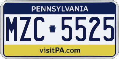 PA license plate MZC5525