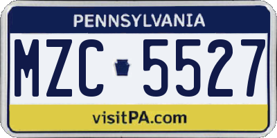PA license plate MZC5527