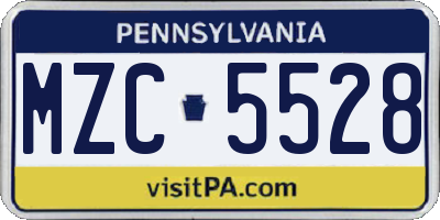 PA license plate MZC5528