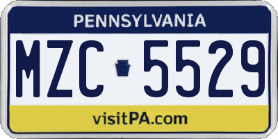 PA license plate MZC5529