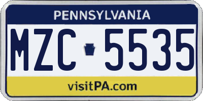 PA license plate MZC5535