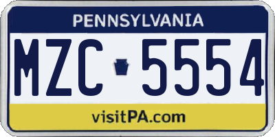 PA license plate MZC5554