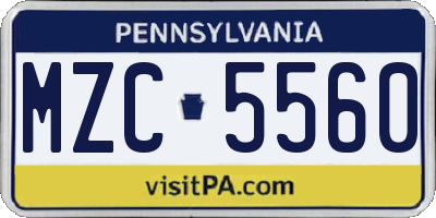 PA license plate MZC5560