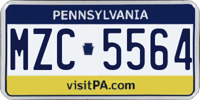 PA license plate MZC5564