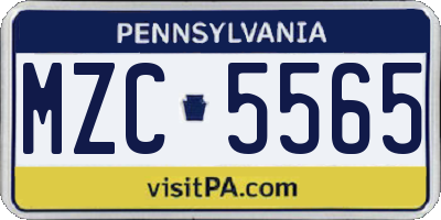 PA license plate MZC5565