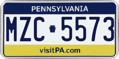 PA license plate MZC5573