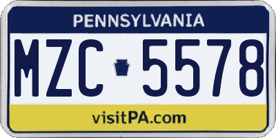 PA license plate MZC5578