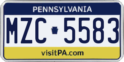 PA license plate MZC5583