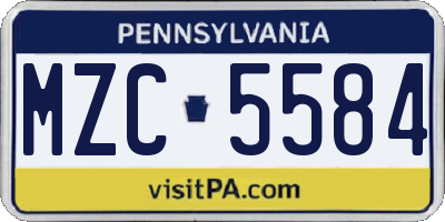 PA license plate MZC5584