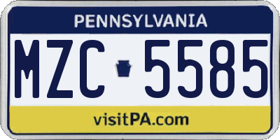 PA license plate MZC5585