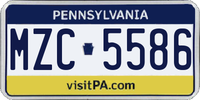 PA license plate MZC5586