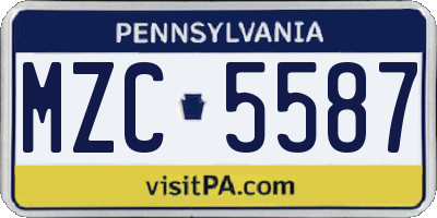 PA license plate MZC5587