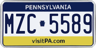 PA license plate MZC5589