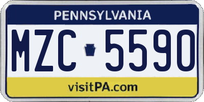 PA license plate MZC5590