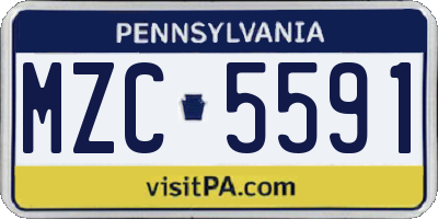 PA license plate MZC5591