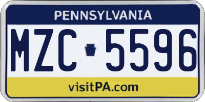 PA license plate MZC5596