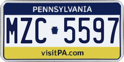 PA license plate MZC5597