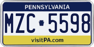 PA license plate MZC5598