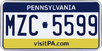 PA license plate MZC5599