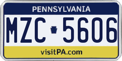 PA license plate MZC5606