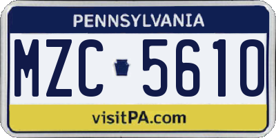 PA license plate MZC5610