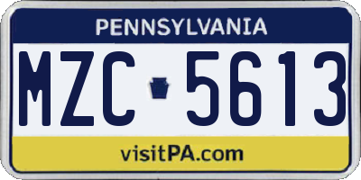 PA license plate MZC5613