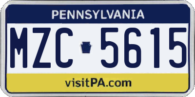PA license plate MZC5615