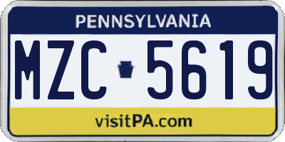 PA license plate MZC5619