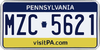 PA license plate MZC5621