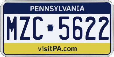 PA license plate MZC5622