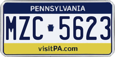 PA license plate MZC5623