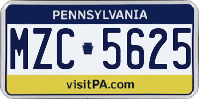 PA license plate MZC5625