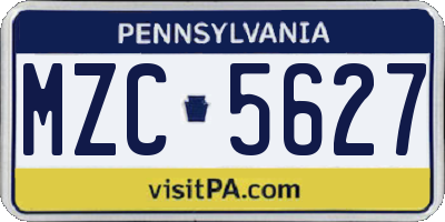 PA license plate MZC5627