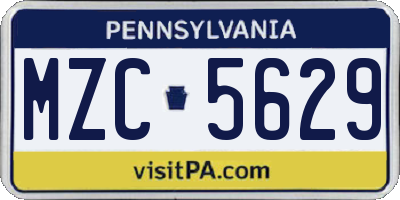 PA license plate MZC5629