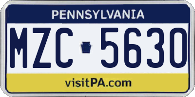 PA license plate MZC5630