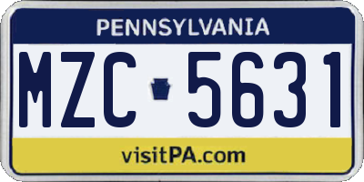 PA license plate MZC5631