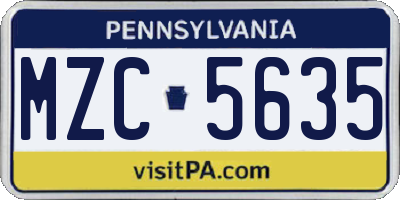 PA license plate MZC5635