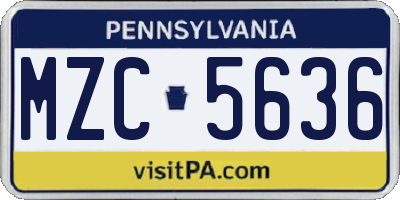 PA license plate MZC5636