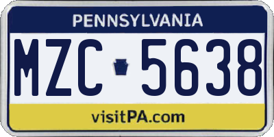 PA license plate MZC5638