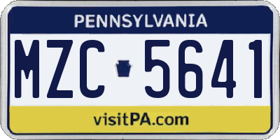 PA license plate MZC5641