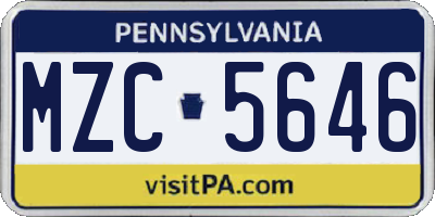 PA license plate MZC5646