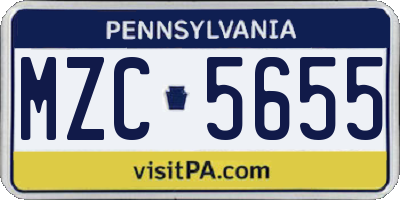 PA license plate MZC5655