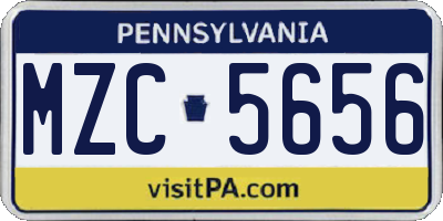 PA license plate MZC5656