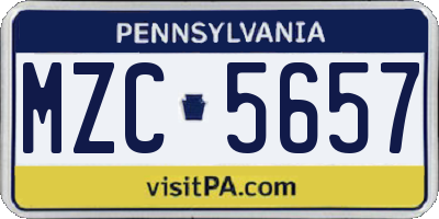 PA license plate MZC5657
