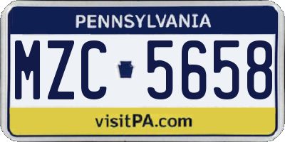 PA license plate MZC5658