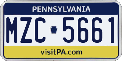 PA license plate MZC5661