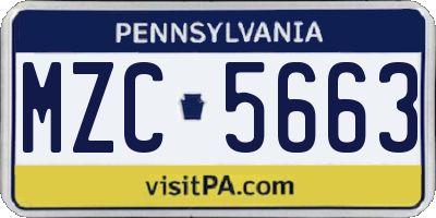 PA license plate MZC5663