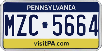 PA license plate MZC5664