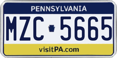 PA license plate MZC5665
